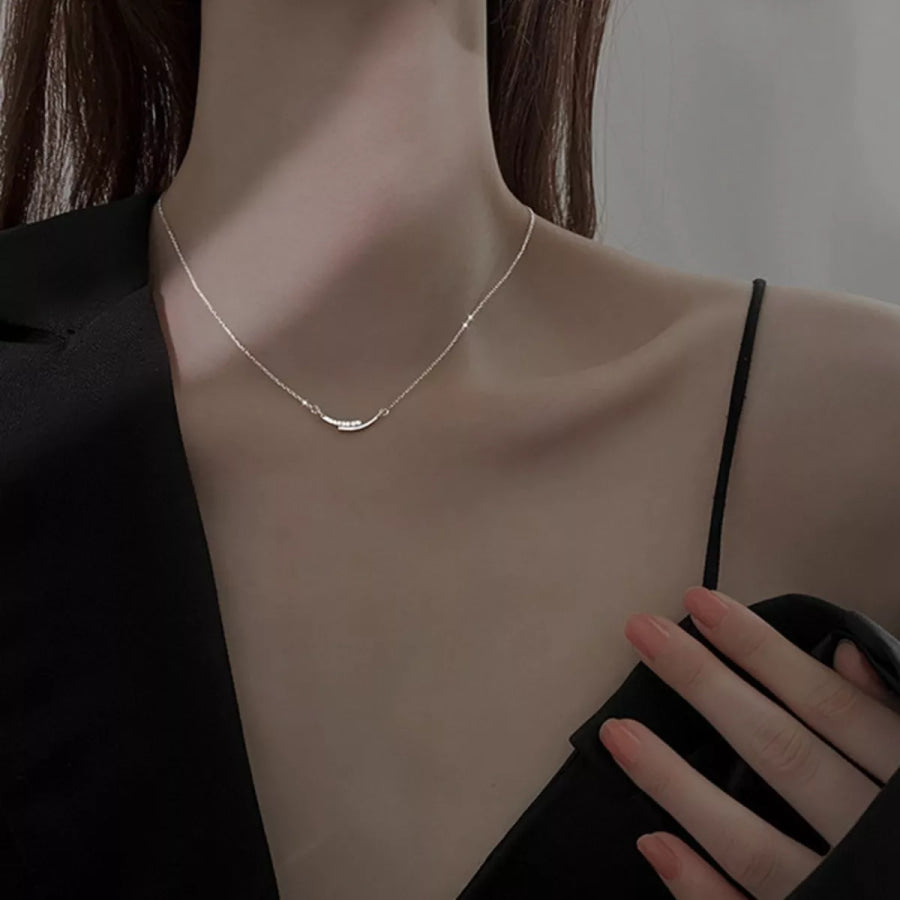 925 Sterling Silver Rhinestone Necklace White Gold / ONESIZE Apparel and Accessories
