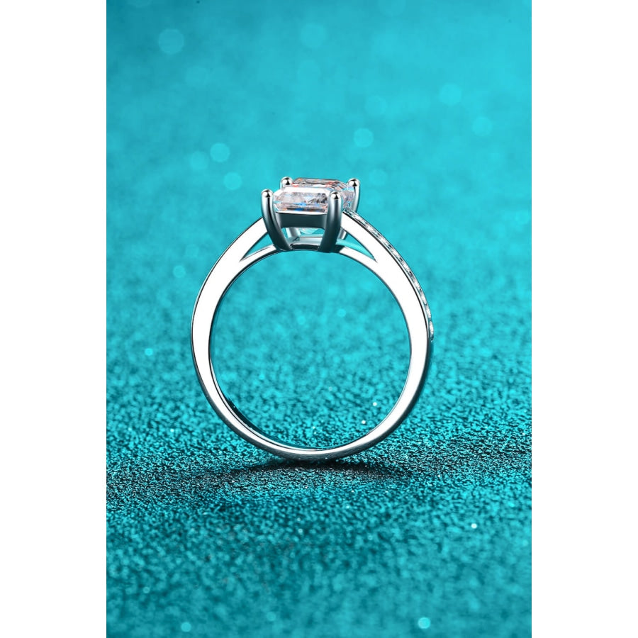 925 Sterling Silver Side Stone Moissanite Ring