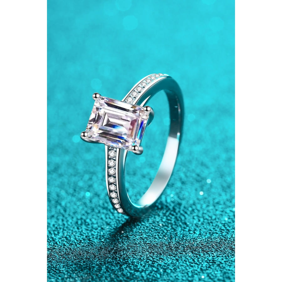 925 Sterling Silver Side Stone Moissanite Ring