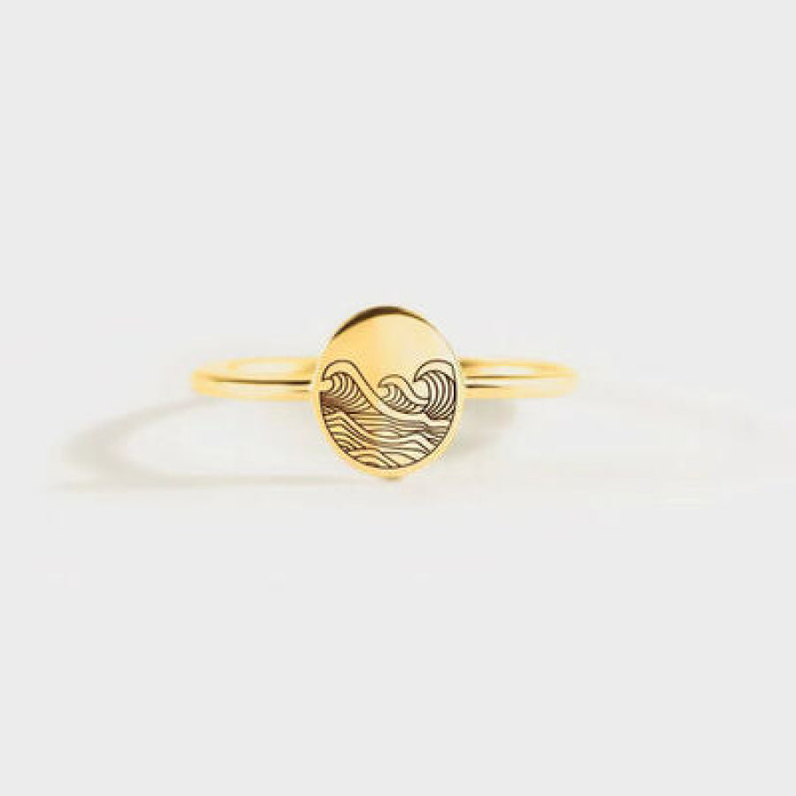 925 Sterling Silver Signet Ring Gold / 5 Apparel and Accessories