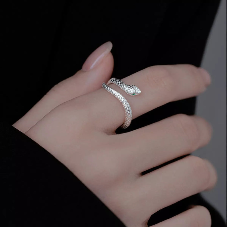 925 Sterling Silver Snake Bypass Ring Silver / One Size Apparel and Accessories