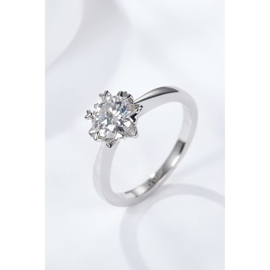925 Sterling Silver Solitaire Moissanite Ring Silver / 6