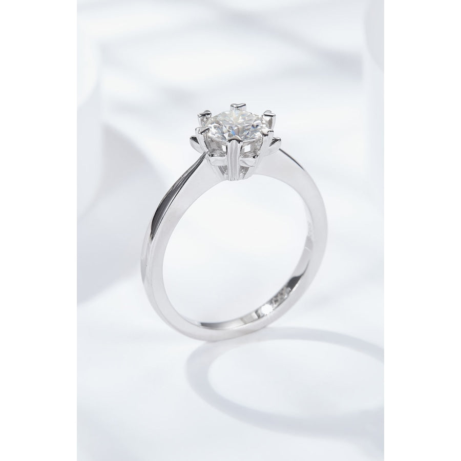 925 Sterling Silver Solitaire Moissanite Ring