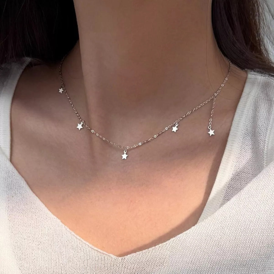 925 Sterling Silver Star Charm Necklace Silver / One Size Apparel and Accessories