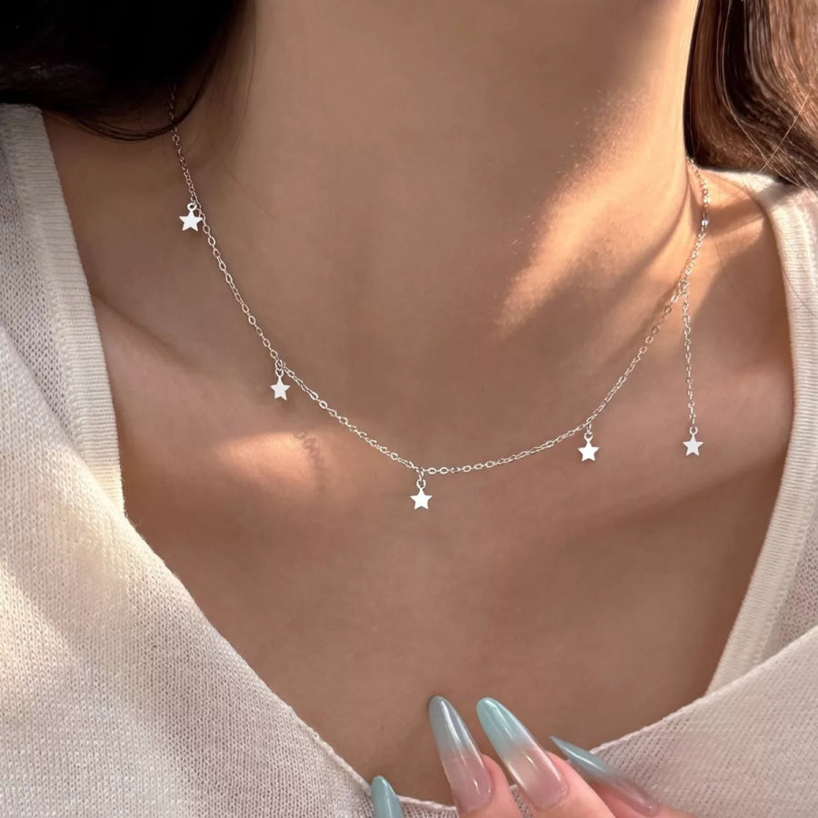 925 Sterling Silver Star Charm Necklace Silver / One Size Apparel and Accessories