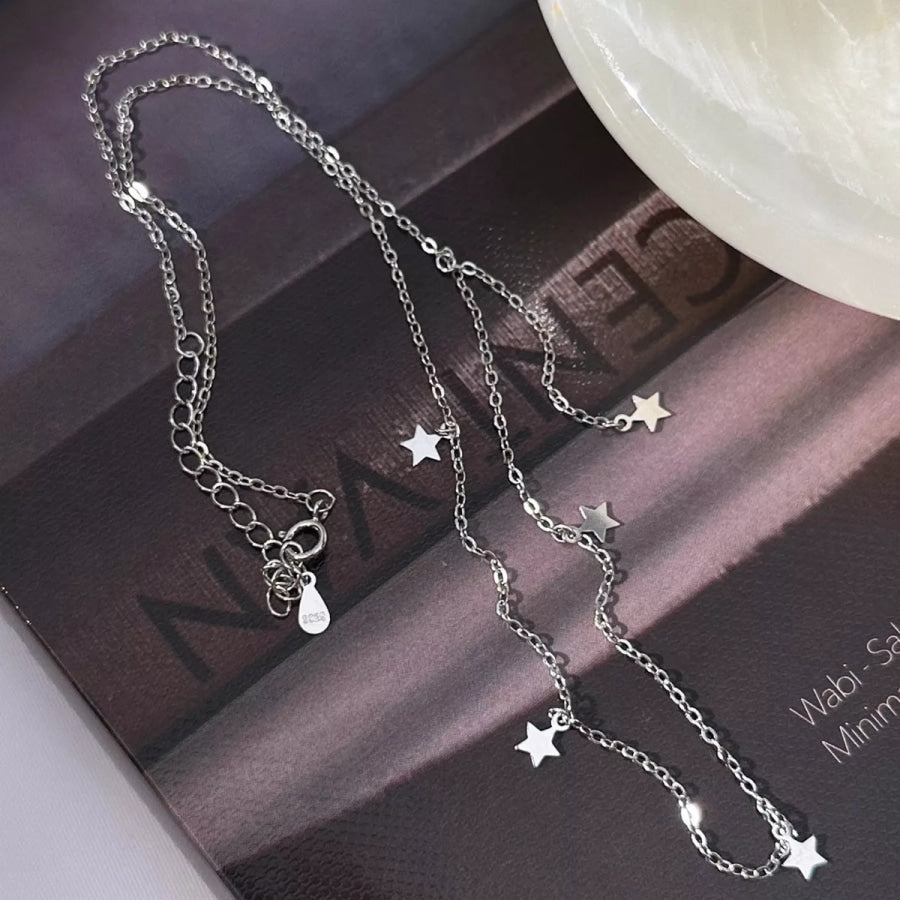 925 Sterling Silver Star Charm Necklace Silver / One Size Apparel and Accessories
