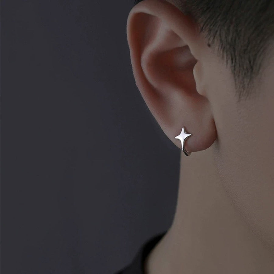 925 Sterling Silver Star Cuff Earrings Silver / One Size Apparel and Accessories