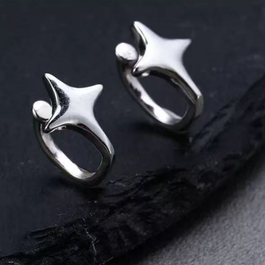 925 Sterling Silver Star Cuff Earrings Silver / One Size Apparel and Accessories