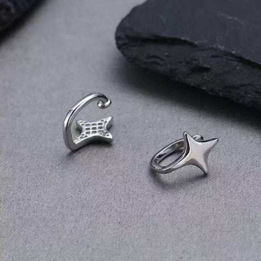 925 Sterling Silver Star Cuff Earrings Silver / One Size Apparel and Accessories
