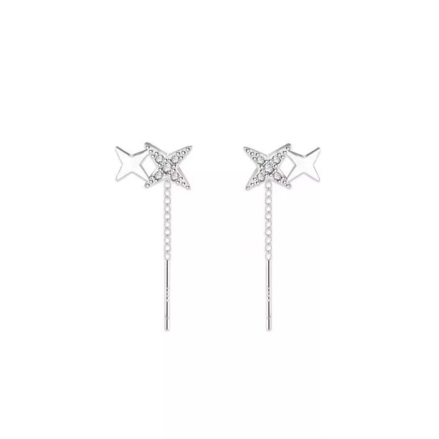 925 Sterling Silver Star Earrings Silver / One Size Apparel and Accessories