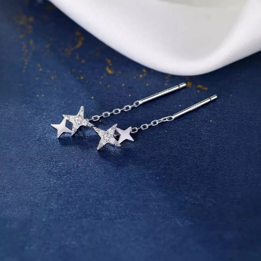 925 Sterling Silver Star Earrings Silver / One Size Apparel and Accessories