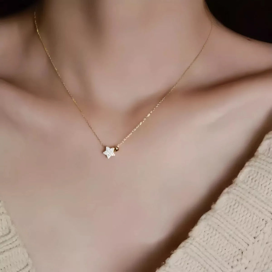 925 Sterling Silver Star Heart Necklace Apparel and Accessories