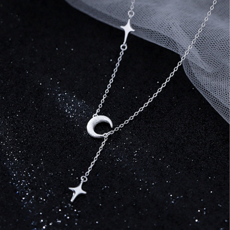 925 Sterling Silver Star Moon Necklace Silver / One Size Apparel and Accessories