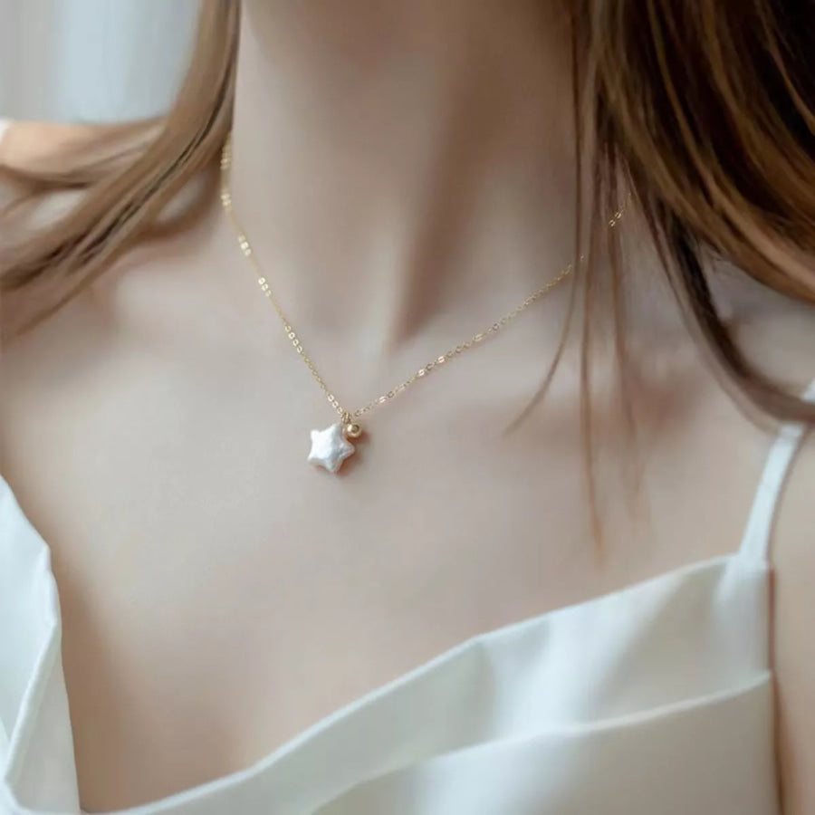 925 Sterling Silver Star Necklace Gold / One Size Apparel and Accessories