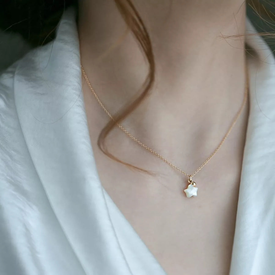 925 Sterling Silver Star Necklace Gold / One Size Apparel and Accessories