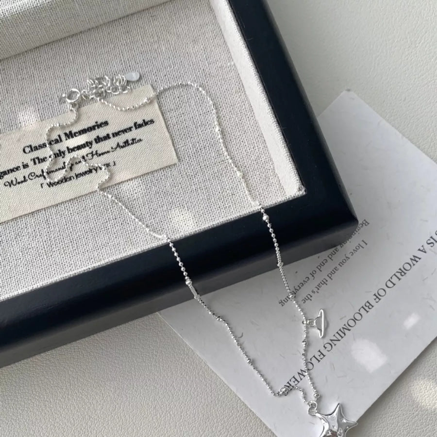 925 Sterling Silver Star Necklace Silver / One Size Apparel and Accessories