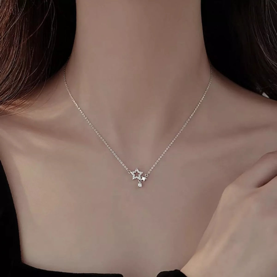 925 Sterling Silver Star Necklace Silver / One Size Apparel and Accessories