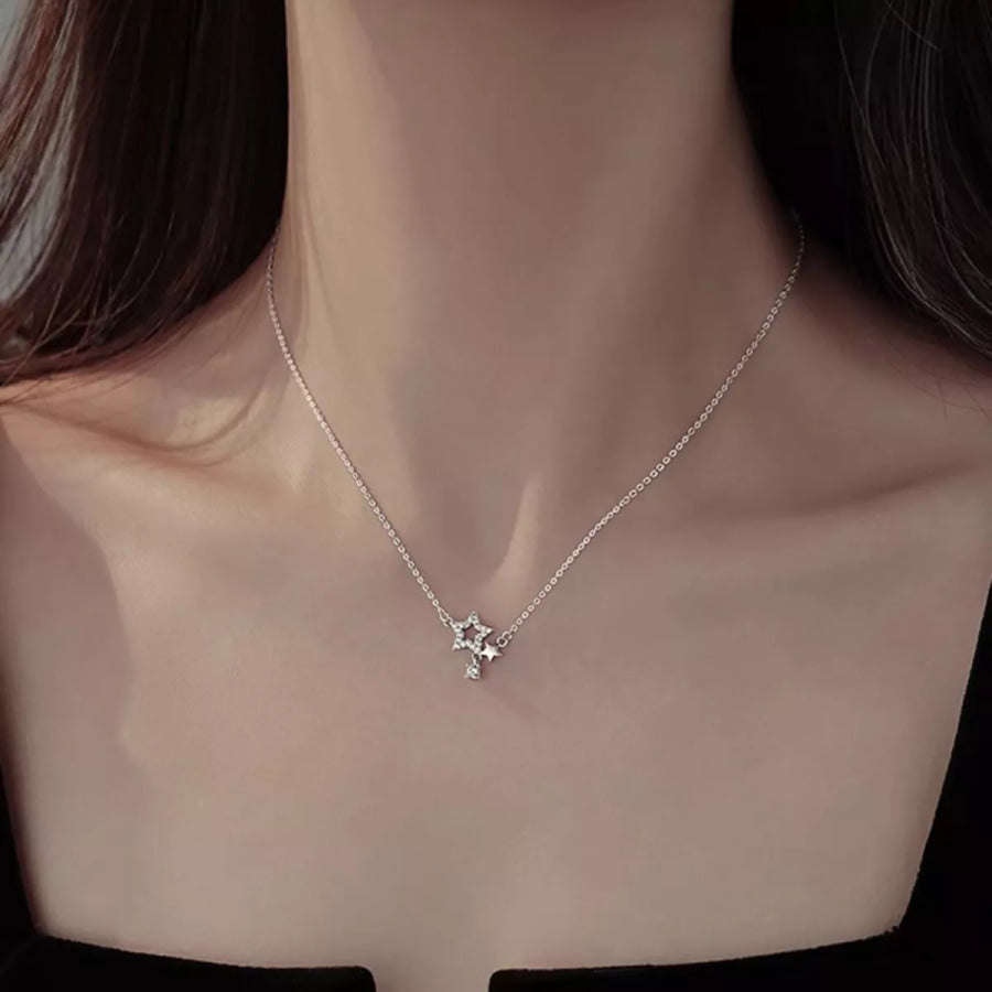 925 Sterling Silver Star Necklace Silver / One Size Apparel and Accessories