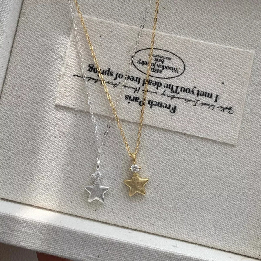 925 Sterling Silver Star Pendant Necklace Apparel and Accessories