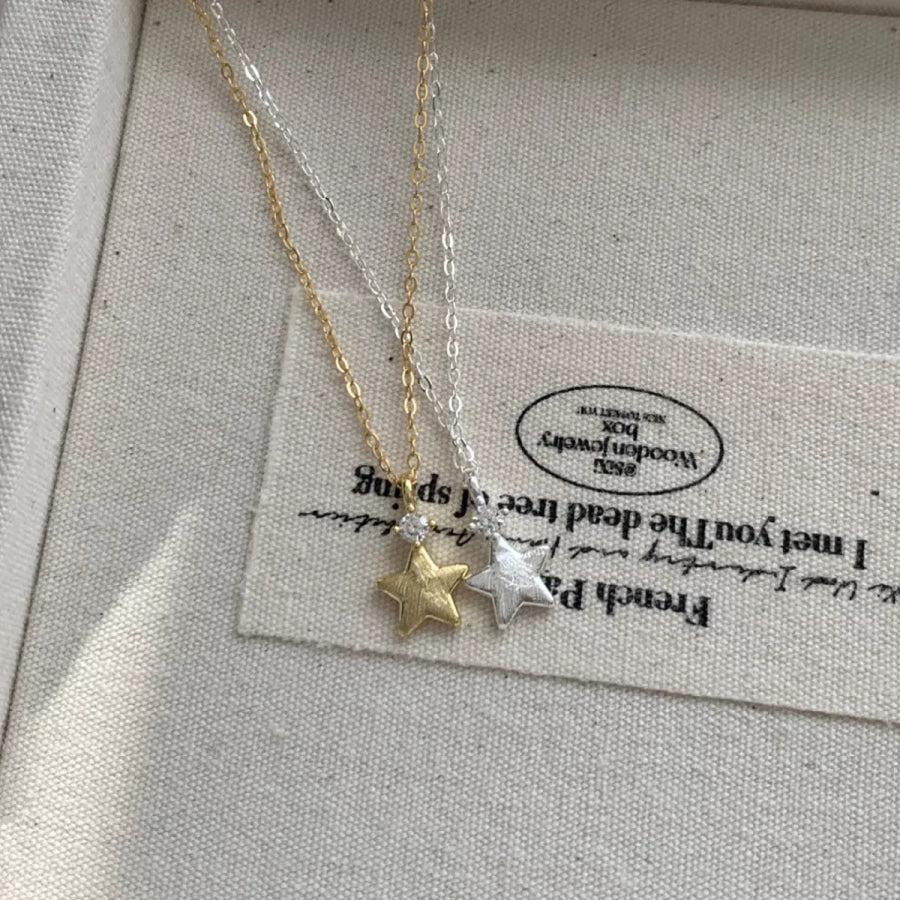 925 Sterling Silver Star Pendant Necklace Apparel and Accessories