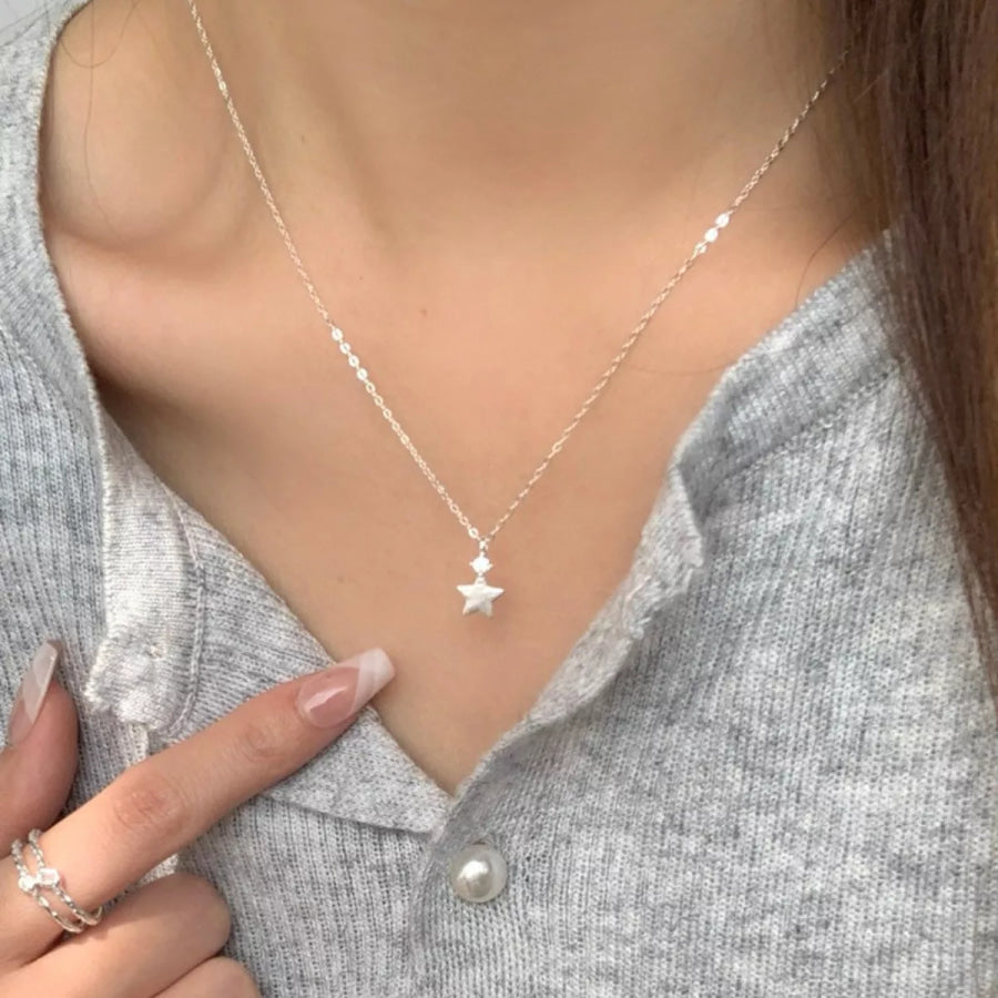 925 Sterling Silver Star Pendant Necklace Apparel and Accessories