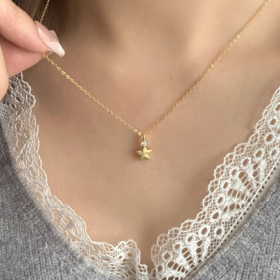 925 Sterling Silver Star Pendant Necklace Gold / One Size Apparel and Accessories