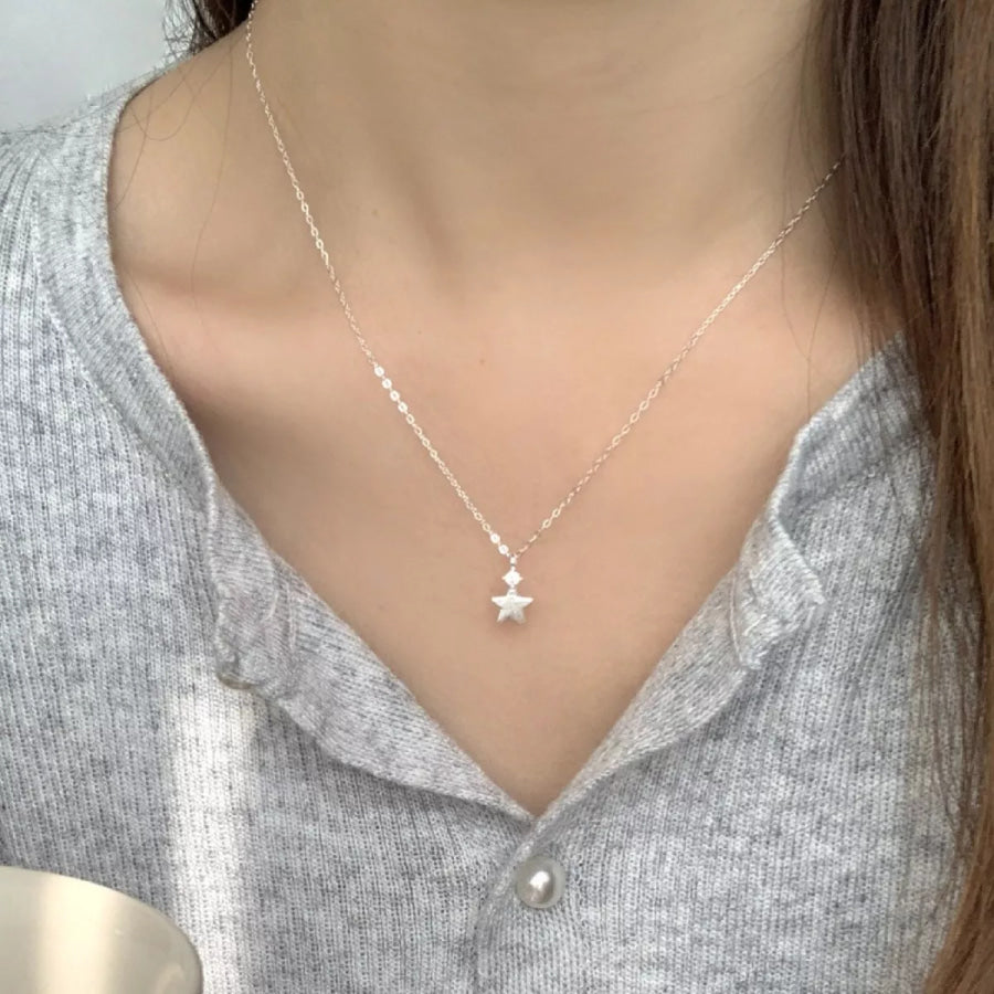 925 Sterling Silver Star Pendant Necklace Silver / One Size Apparel and Accessories