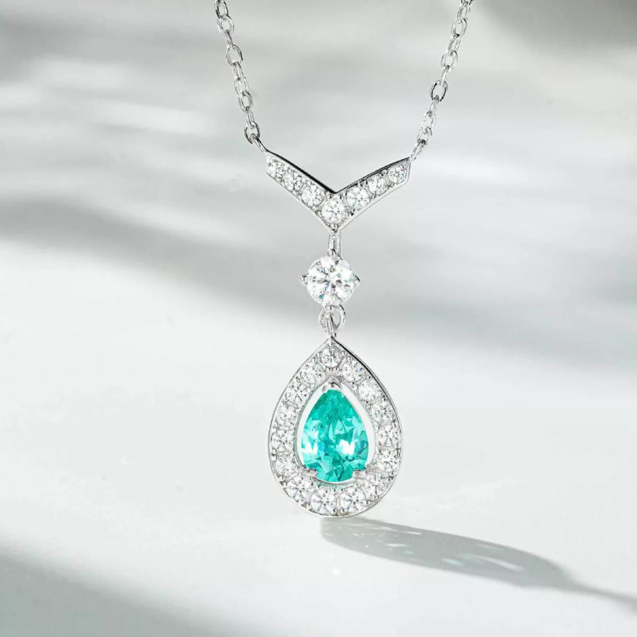 925 Sterling Silver Teardrop Pendant Necklace Apparel and Accessories