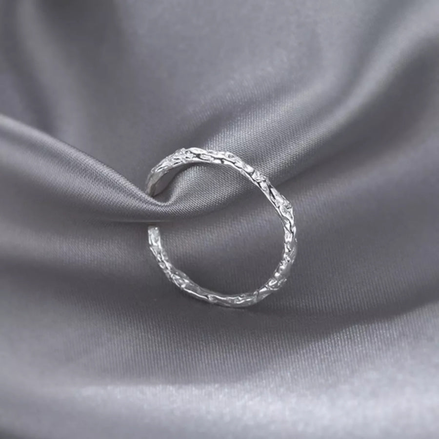 925 Sterling Silver Textured Open Ring Gray / One Size Apparel and Accessories