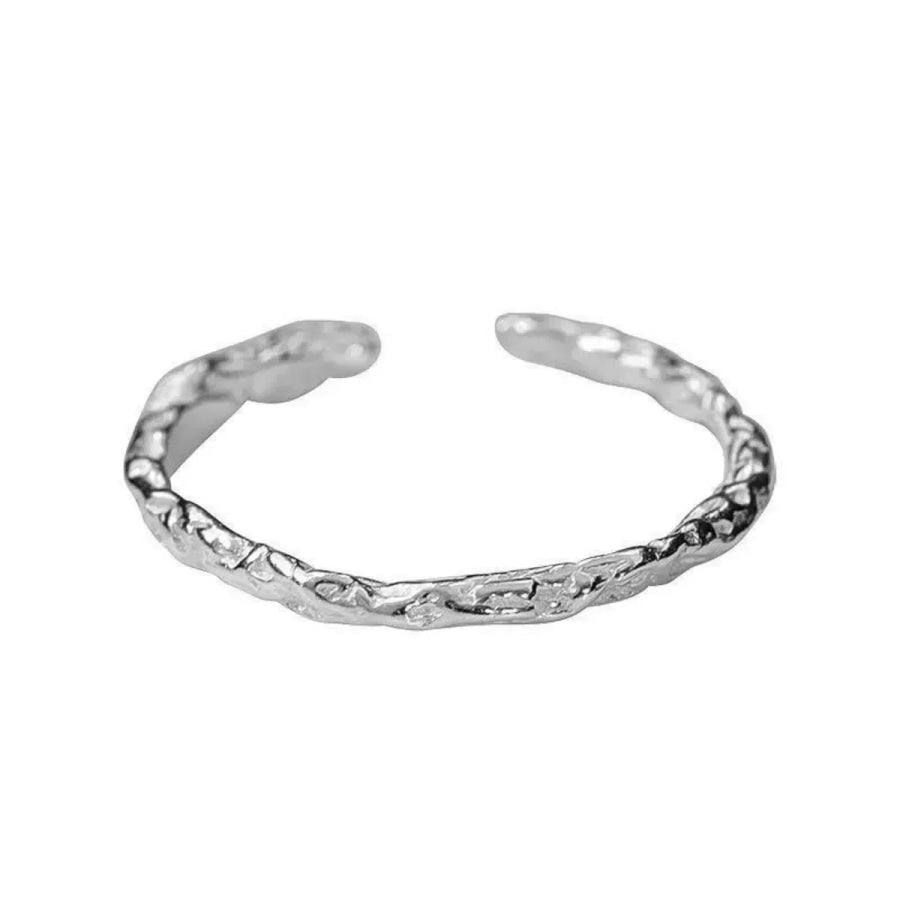925 Sterling Silver Textured Open Ring Gray / One Size Apparel and Accessories