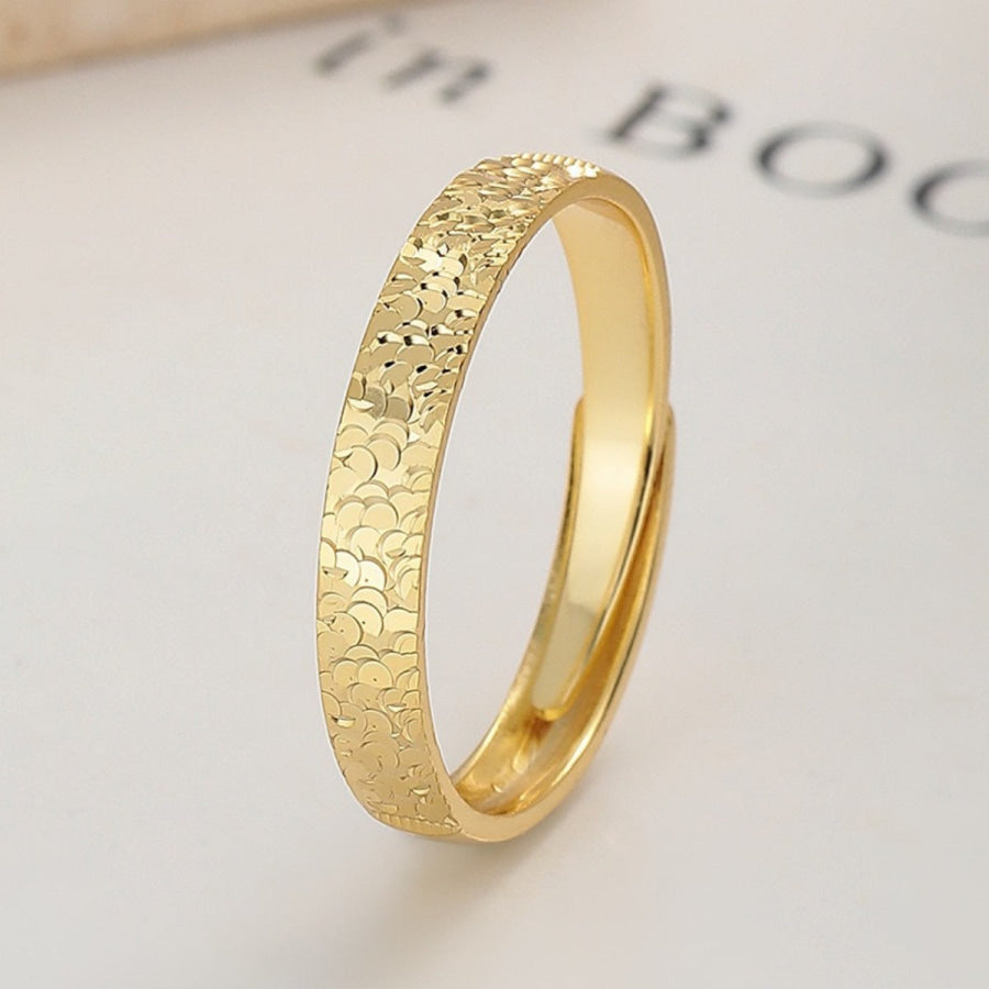 925 Sterling Silver Textured Ring Gold / One Size Apparel and Accessories
