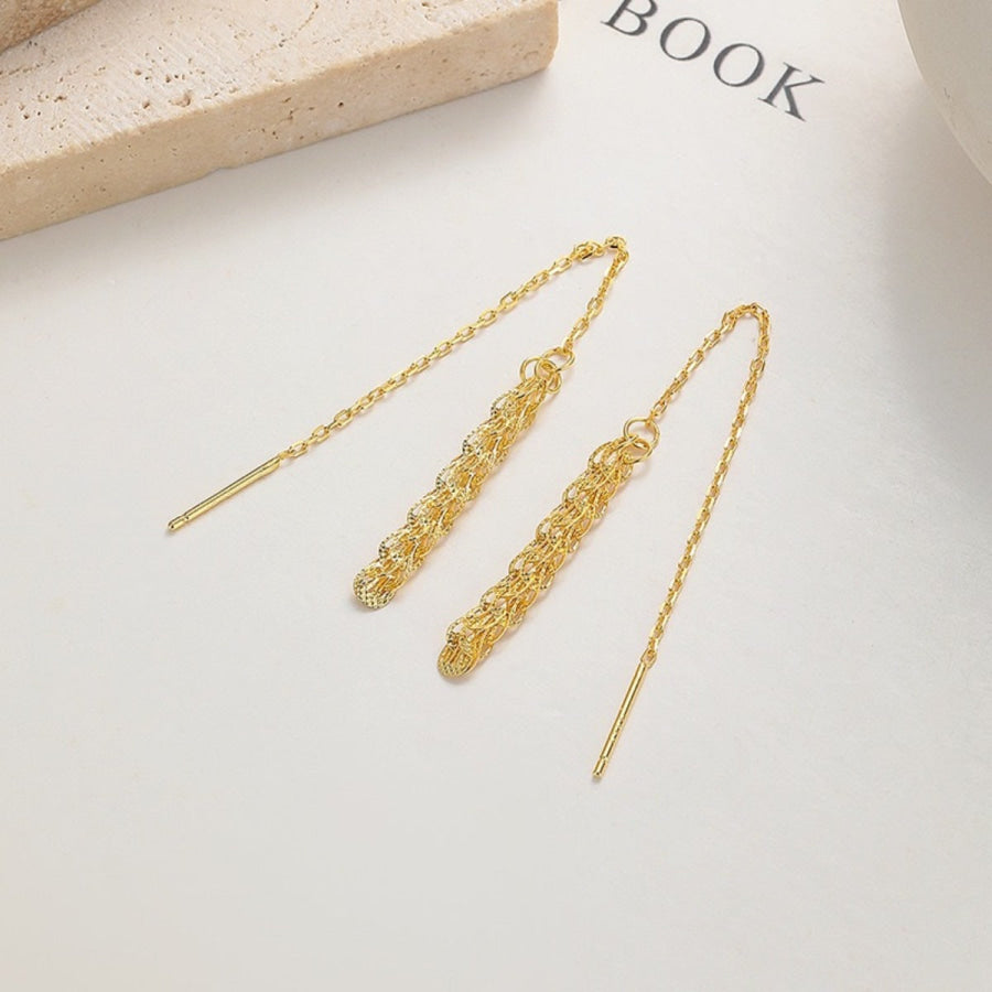 925 Sterling Silver Threader Earrings Gold / One Size Apparel and Accessories