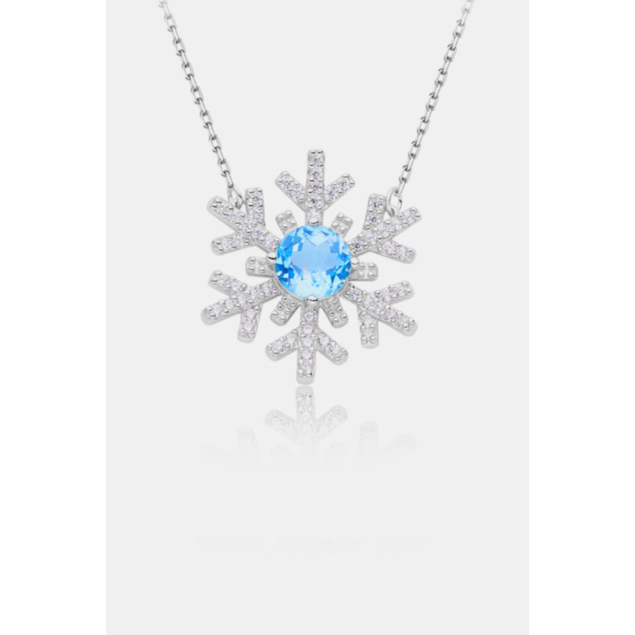 925 Sterling Silver Topaz Snowflake Shape Necklace Silver / One Size Apparel and Accessories