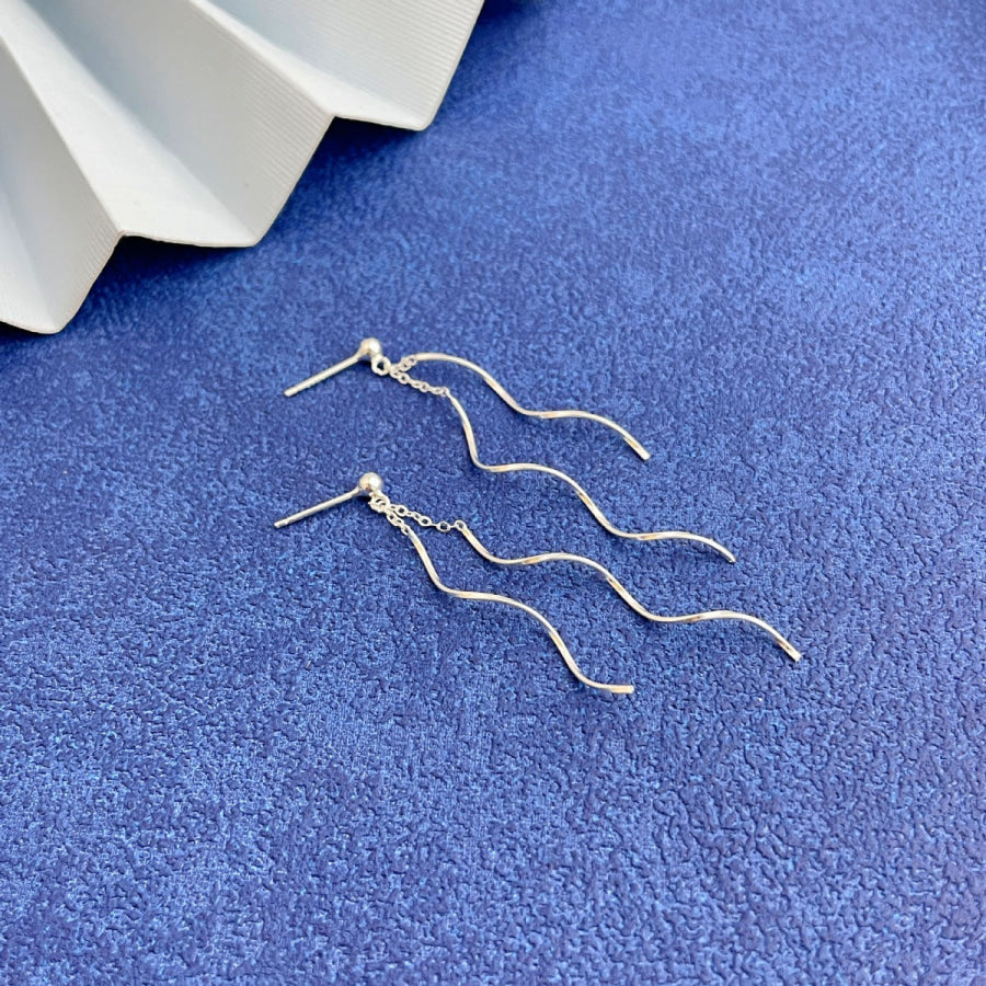 925 Sterling Silver Wave Earrings Silver / One Size Apparel and Accessories