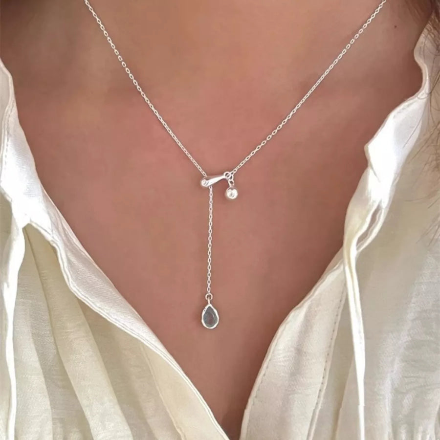 925 Sterling Silver Y-Shaped Drop Necklace Silver / One Size Apparel and Accessories