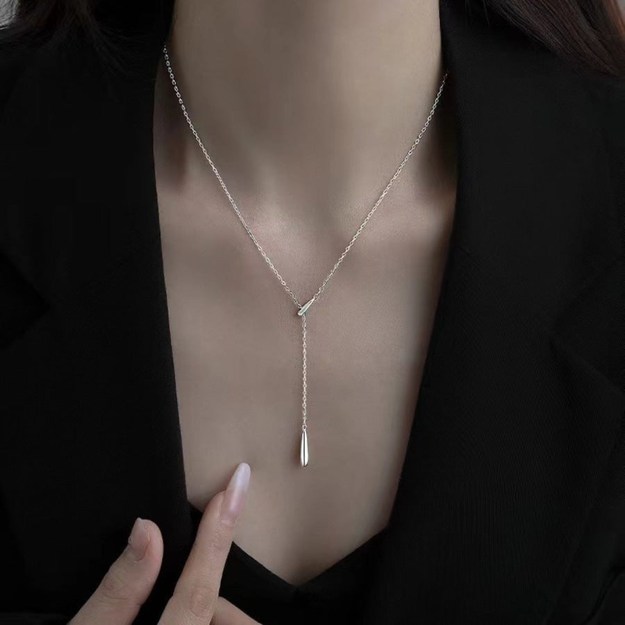925 Sterling Silver Y-Shaped Pendant Necklace Apparel and Accessories