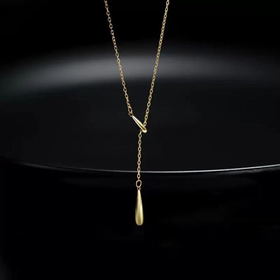 925 Sterling Silver Y-Shaped Pendant Necklace Gold / One Size Apparel and Accessories