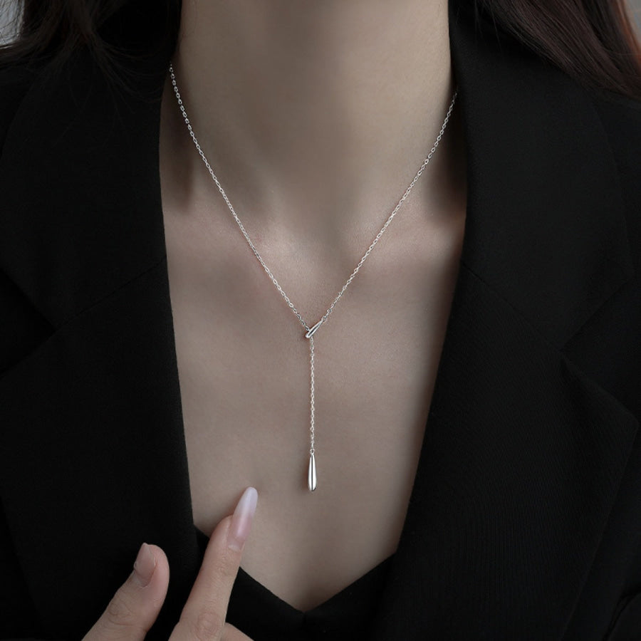 925 Sterling Silver Y-Shaped Pendant Necklace Silver / One Size Apparel and Accessories
