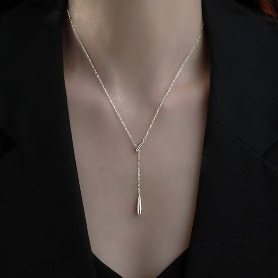 925 Sterling Silver Y-Shaped Pendant Necklace Silver / One Size Apparel and Accessories