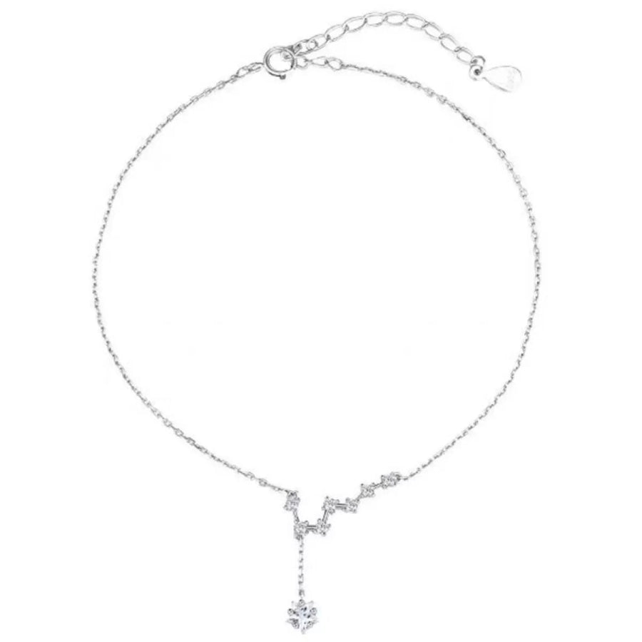 925 Sterling Silver Zircon Anklet Bracelets Silver / onesize Apparel and Accessories