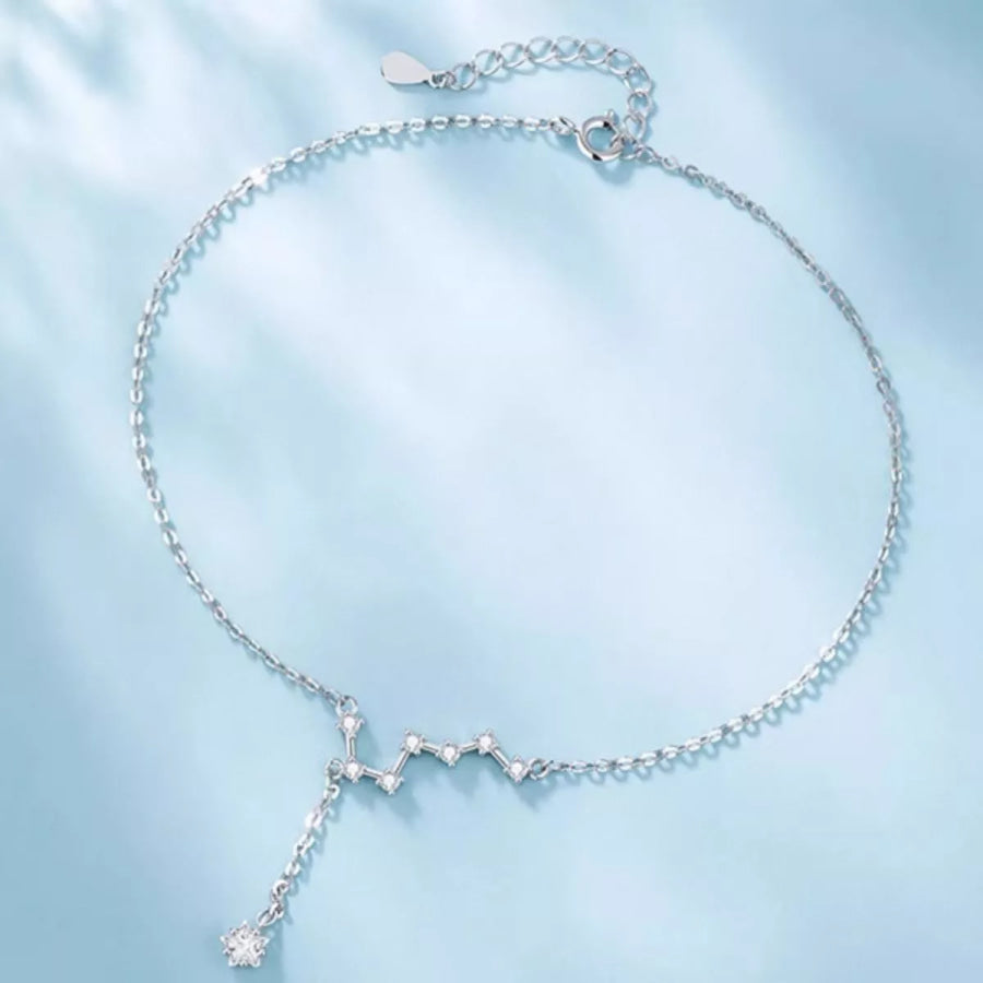 925 Sterling Silver Zircon Anklet Bracelets Silver / onesize Apparel and Accessories