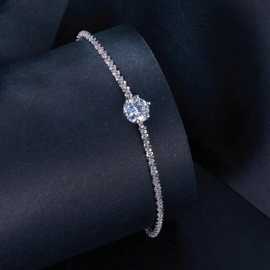 925 Sterling Silver Zircon Bracelet Silver / One Size Apparel and Accessories