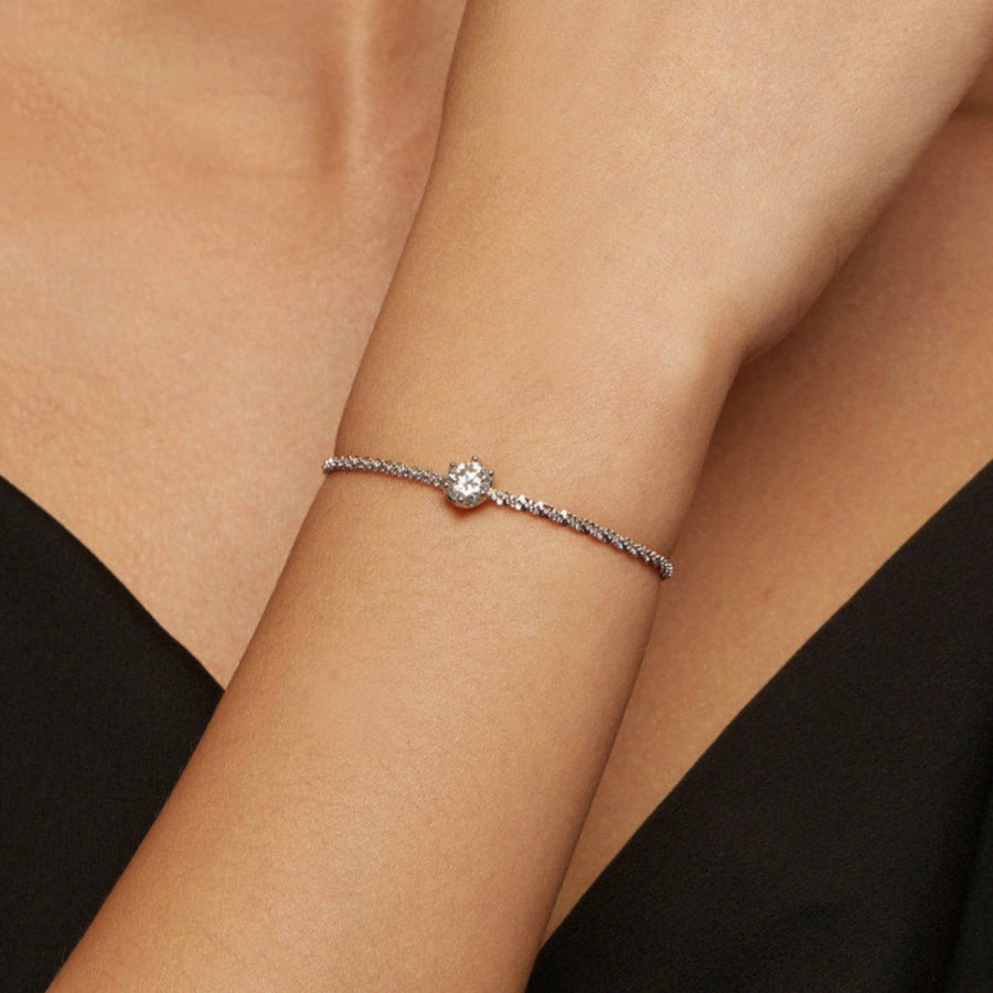 925 Sterling Silver Zircon Bracelet Silver / One Size Apparel and Accessories