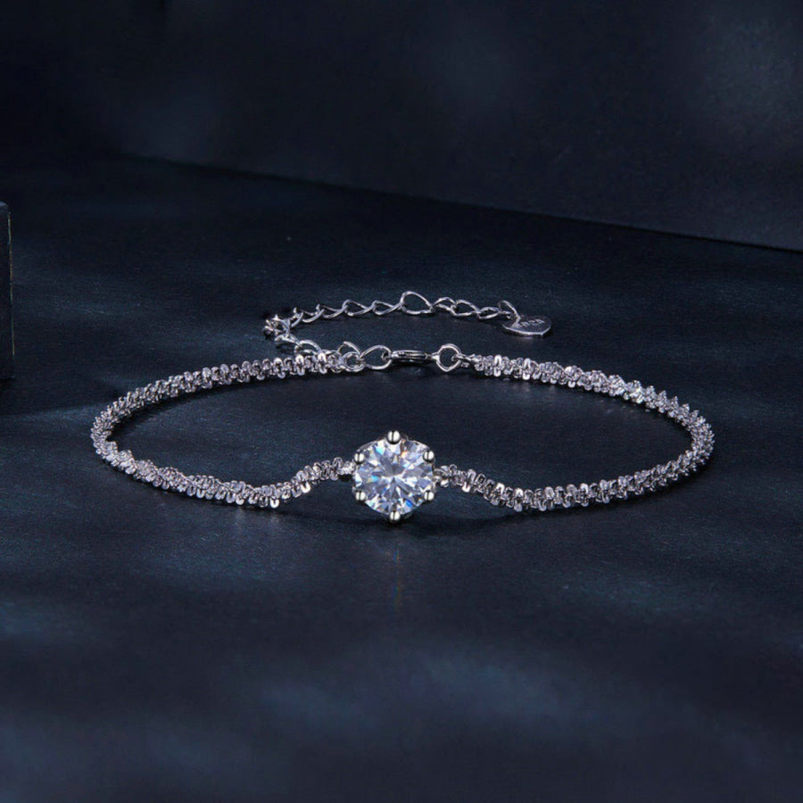 925 Sterling Silver Zircon Bracelet Silver / One Size Apparel and Accessories