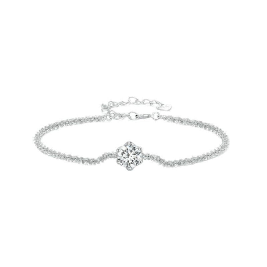925 Sterling Silver Zircon Bracelet Silver / One Size Apparel and Accessories