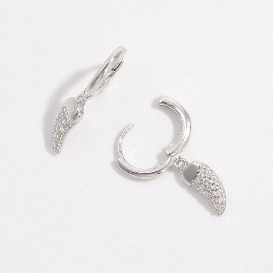 925 Sterling Silver Zircon Chili Shape Earrings Silver / One Size Apparel and Accessories