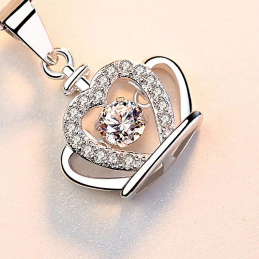 925 Sterling Silver Zircon Crown Pendant Necklace Silver / One Size Apparel and Accessories