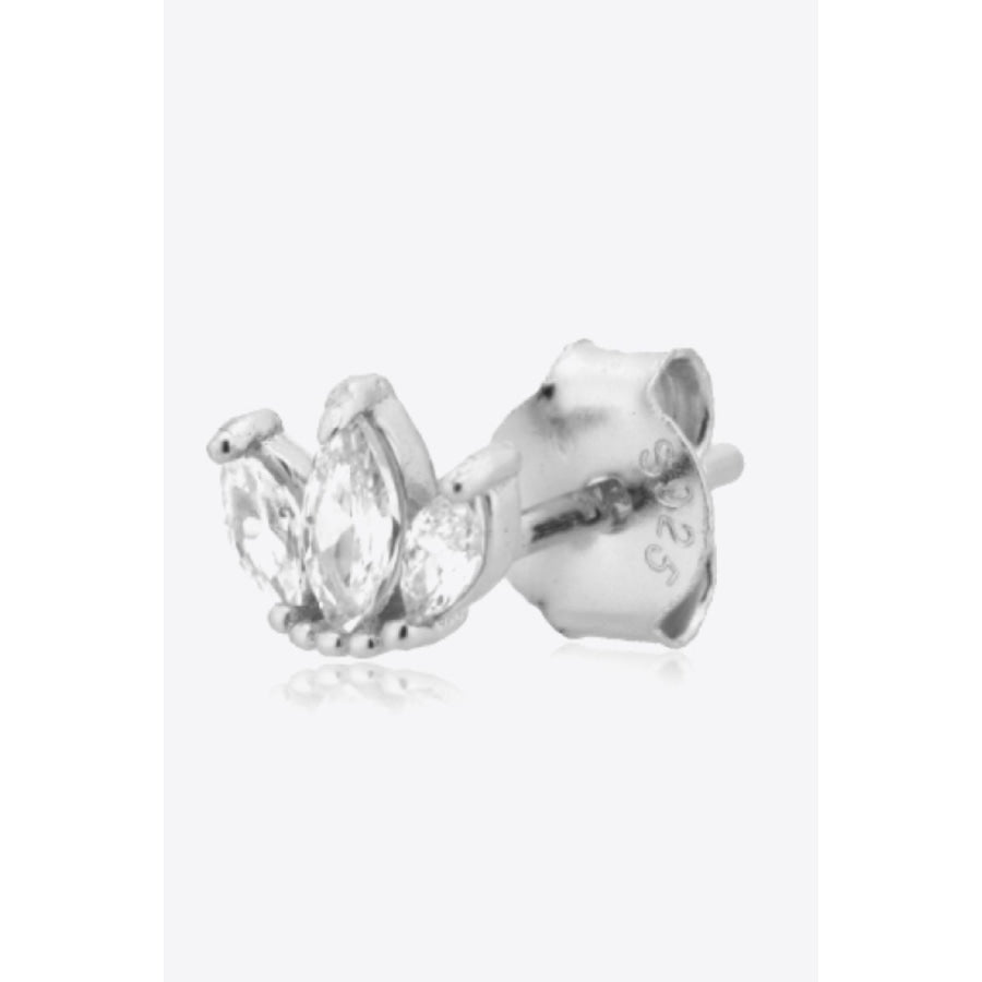 925 Sterling Silver Zircon Decor Stud Earrings