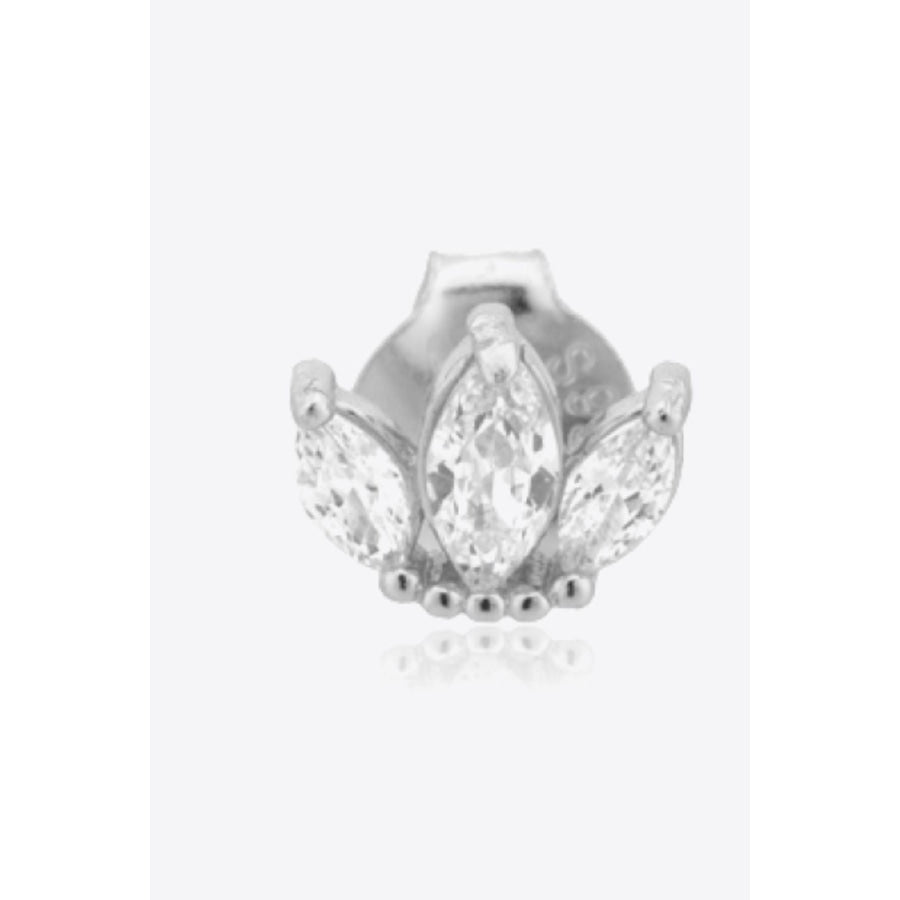 925 Sterling Silver Zircon Decor Stud Earrings