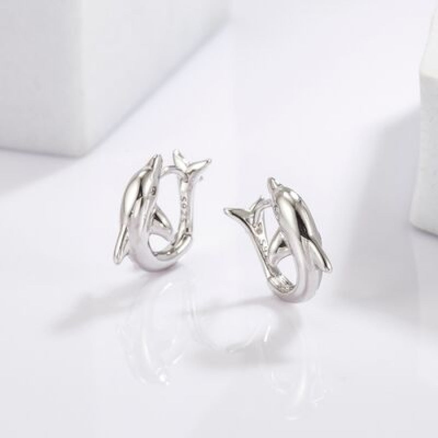 925 Sterling Silver Zircon Dolphin Earrings / One Size Apparel and Accessories